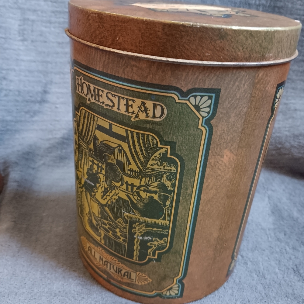 Vintage Sunshine Red Coffee Tin Can Homestead Cookie Tin Farmhouse Kitchen Set - Picture 7 of 12